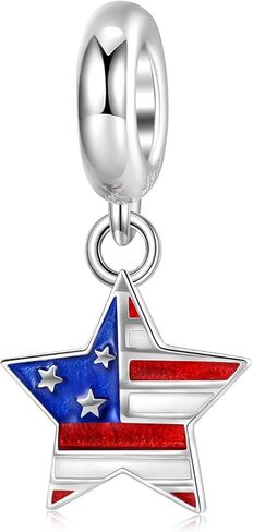 USA Flag Charm 925 Sterling Silver Heart Charm Butterfly Sun Moon Star Love Anniversary Charm for Pandora Charm Bracelet in Kuwait