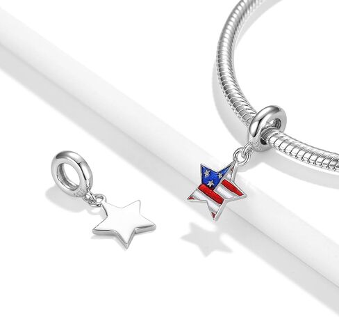 USA Flag Charm 925 Sterling Silver Heart Charm Butterfly Sun Moon Star Love Anniversary Charm for Pandora Charm Bracelet in Kuwait