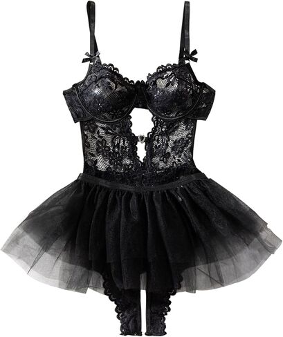 Lilosy مثير الأزهار الدانتيل القوس شبكة تنورة محض يغرق الراين تيدي ارتداءها بيبي دول الملابس الداخلية in Kuwait