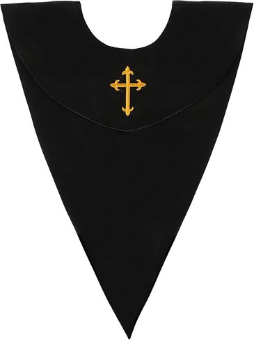 Unisex Classic V Shape Choir Solid Satin Stole with Embroidery Cross Reversible for Adults Church in Kuwait