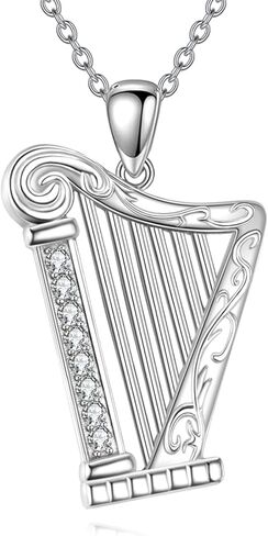 URONE Instrument Necklace 925 Sterling Silver French Horn/Harp/Violin/Drum/Trumpet Pendant Music Instrument Jewelry Gifts For Women in Kuwait