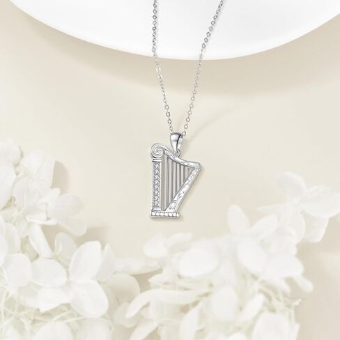 URONE Instrument Necklace 925 Sterling Silver French Horn/Harp/Violin/Drum/Trumpet Pendant Music Instrument Jewelry Gifts For Women in Kuwait