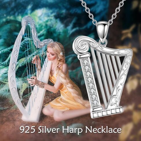 URONE Instrument Necklace 925 Sterling Silver French Horn/Harp/Violin/Drum/Trumpet Pendant Music Instrument Jewelry Gifts For Women in Kuwait