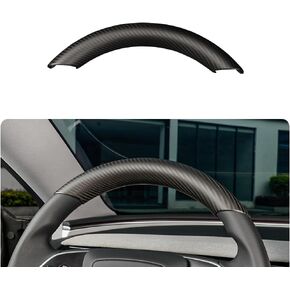 1PCS Carbon Fiber Steering Wheel Embedded Cover Fit for Tesla New Refreshed Model 3 Highland Performance (2024+) Interior Steering Wheel Cover Wrap (Matte Black Upper 1pcs)
