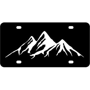 Personalized Mountains License Plate - Black and White Mountain License Plate - Metal Standart Cars USA and Canada Tag Frame for Front - License Plate Car Universal Accessories