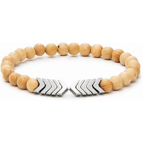 Sacred Arrow Wood (Silver) - Essential Oil Diffuser Bracelet (by Vitality Extracts) - Aromatherapy, Meditation, Crystals and Healing Stones, Stress Relief, Chakra