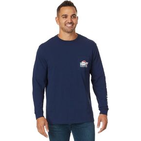 تي شيرت رجالي من Vineyard Vines بأكمام طويلة وجيب سانتا على شكل حوت