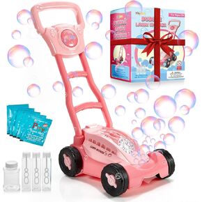 Bubble Machine Lawn Mower for Kids Bubble Blower Machine - Indoor Outdoor Push Gardening Backyard Toys - Birthday Gifts for Preschool Toddlers Girls Kids Age 3 4 5