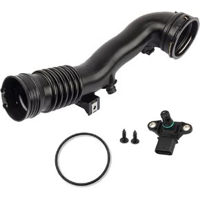 OE 13717609811 Air Turbo Induction Pipe Rear Duct w/Sensor Compatible with 2011-2017 BMW 535i 640i 740i X5 X6 ActiveHybrid 3.0L N55-Replaces# SK121304