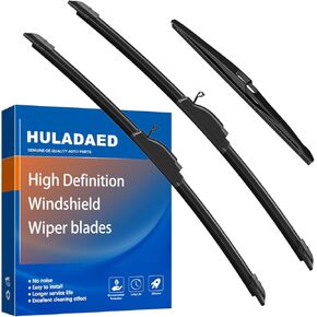 HULADAED® 24''+14''+11'' استبدال مساحات الزجاج الأمامي السيليكون لشفرات ممسحة 2019-2012 فيات 500، مساحات السيارات الأصلية عالية الجودة من المصنع لمجموعة شفرات الممسحة الأمامية والخلفية لسيارتي