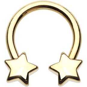 Pierced Owl 14-16GA Stainless Steel Star Ends Horseshoe Circular Barbell