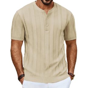PJ PAUL JONES Men's T-Shirts Henley Short Sleeve Shirt Casual Textured Knit T-Shirt