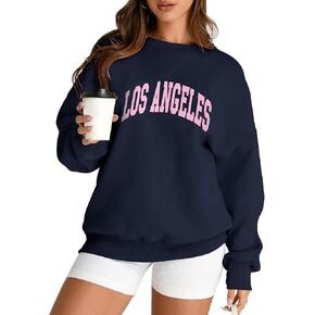 AKEWEI Women Oversized Sweatshirt Fall Outfits 2024 Teen Girl Clothes Graphic Crew Neck Preppy Fleece Pullover Tops
