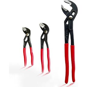3-Pieces Water Pump Pliers Set, 7-Inch, 10-Inch and 16-Inch Curved Jaw Quick Adjustment Pliers Set, Tongue and Groove Joint Pliers Set, Auto-Adjusting Quick-Action Water Pump Pliers