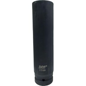 1-Inch Drive 33mm Extra Deep Impact Socket，8-Inch Long，6-Point Metric Truck Wheel Nut Socket, Heat Treated Cr-V Alloy Steel