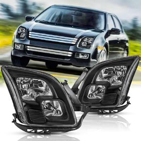 Headlights Assembly Compatible with 2017 2018 2019 Ford Fusion without LED DRL Head Light Headlamp Include Bulbs,Driver & Passenger Side