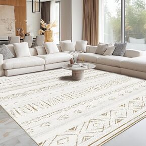 Andency 5x7 Black Brown Area Rug Living Room Rugs, Large Soft Machine Washable Boho Moroccan Farmhouse Neutral Stain Resistant Indoor Floor Rug Carpet for Bedroom Dining Table Home Office House Decor