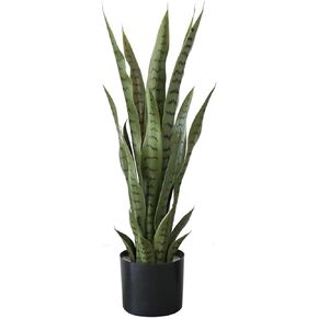 27.55in Fake Snake Plant, Artificial Snake Plant Faux Sansevieria Indoor Decoration Small Tropical Fake Plants with Plastic Pot for Home Office Room Indoor Decor Housewarming Gifts