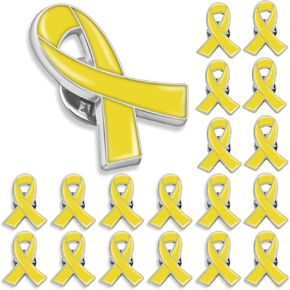 25/50/100/200 Pcs Enamel Cause Awareness Yellow Ribbon Lapel Pins Gifts Badge