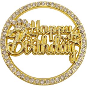 Happy Birthday Brooch Birthday Pin for Women Metal Pin Rhinestone Brooch Pins for Women Girls Round Buckle Brooch for Birthday Party