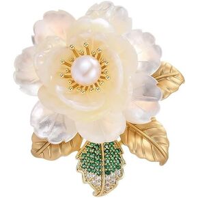 Luxury Brooches Jewelry for Women Fashion Lapel Pins for Women Elegant Costume Corsage Pearl Brooches & Pins Christmas Gift (White)