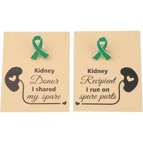 HOLLP Kidney Donor Jewelry Transplant Gift Green Ribbon Brooch Set Kidney Support Gift With Card