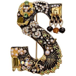 Crystal Pearl Initial Brooches Pins Gold Letter A-Z Lapel Pin Enamel Colorful Alphabet Letter Breastpin Pin Jewelry for Women Girls