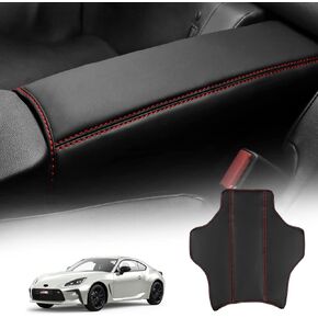 KUNGKIC for Toyota GR86 Subaru BRZ 2021 2022 2023 2024 Rear Beach Seat Armrest Cover PU Leather Decals Stickers Protective Sticker Car Interior Accessories Red Line