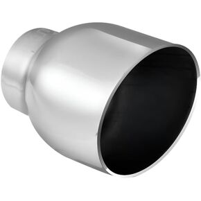 TriTrust Exhaust Tip, 2.5 Inch Inlet, 4'' Outlet 5'' Long Muffler Tip, Powder Coated Black Stainless Steel Truck Car Tail Tip, Weld On 2.5'' Outer Diameter Tailpipe, 2.5"ID x 4"OD x 5"L