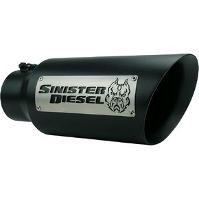 Sinister Diesel Dual Wall Exhaust Tip W/Angle Cut 4" to 6" Black