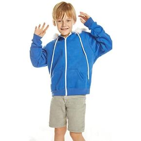 Kids Blue Jacket Hoodie Cosplay Costume Zipper Hooded Plush Sweatshirt Coat