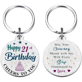 EE&YU 21st Birthday Decorations - 21st Birthday Gifts for Her Him, 21 Year Old Birthday Keychain, Happy 21st Birthday Present for Women Men