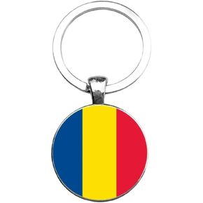 Art Attack Romanian Flag Keychain, Romania Tricolorii FRF National Football Soccer Team Accessories History Party Favor Fan Car Key Chain Ring Pendant Charm (Silver)