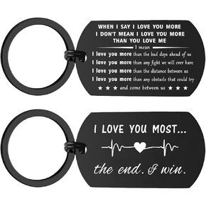 ENGZHI Love Keychain Love Gifts for Him Her, I Love You More the End I Win Keychain, Valentine Anniversary Birthday Present