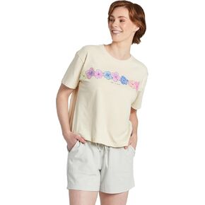 Life is Good - Womens Fineline Hibiscus Row Short Sleeve T-Shirt, Color Putty White, Size: X-Large