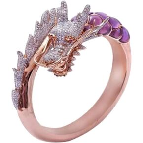 HSQYJ Dragon Ring Devil Tail Arrows Enamel Crystal Rings Gothic Dragon Engagement Anniversary Party Statement Rings Simple Fashion Creative Jewelry for Women Men Gift Plated Rose Gold