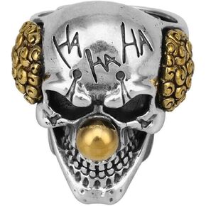 Skull Head Ring for Men, Joker Skull Ring, Gothic Clown Skull Ring Cocktail Party Ring, Vampire Skull Ring, Cool Devil Ring Halloween Biker, Vintage Punk Skull Jewelry Gift for Men mens