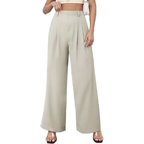 Womens Wide Leg Pants High Waisted Dress Pants Straight Leg Work Office Trousers with Pockets Business Casual Outfits