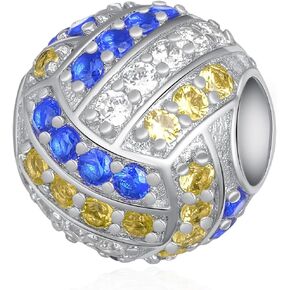 Volleyball Charms 925 Sterling Silver Volleyball Beads for Bracelets Sport Volleyball Jewelry for Women Volleyball Gifts