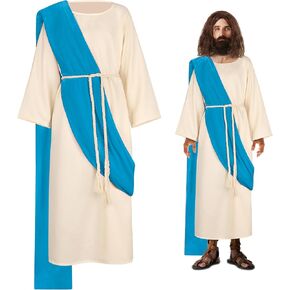 Jesus Costume Adult Religious Costume with Scarf Waist Rope Christmas Costumes Robes for Men