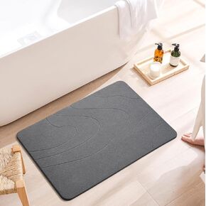 MORANDI Stone Bath Mat 2 Pack, Tub & Bath Diatomaceous Earth Stone Mat - Super Absorbent Non-Slip Fast-Drying Shower Mat,Stone Bath Mats for Bathroom & Kitchen, Easy to Clean (Light Gray 2)