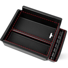 RED WOLF Center Console Organizer Tray for 2010-2024 Toyota 4 Runner Armrest Box Secondary Storage with Notched Edge Preserved Hole for Charging Cable Exactly Match Car Armrest