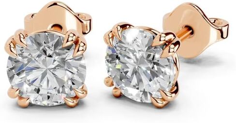 IGI Certified Round Shape Lab-Grown Diamond 14K, 18K Stud Earrings for Women - Timeless 4 Prong Basket Setting (0.25-6 Ct, F-G Color, VS1-VS2 Clarity) in Saudi Arabia