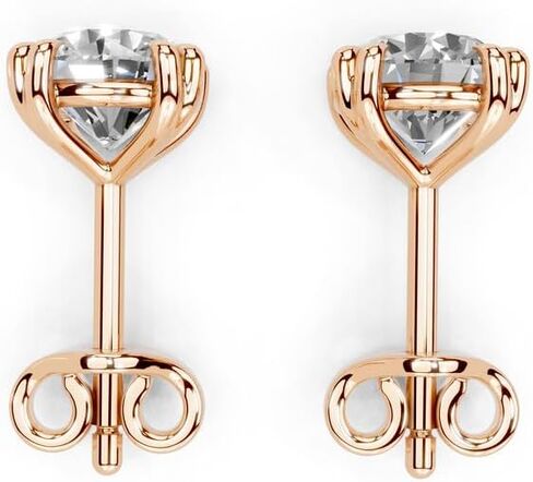 IGI Certified Round Shape Lab-Grown Diamond 14K, 18K Stud Earrings for Women - Timeless 4 Prong Basket Setting (0.25-6 Ct, F-G Color, VS1-VS2 Clarity) in Saudi Arabia