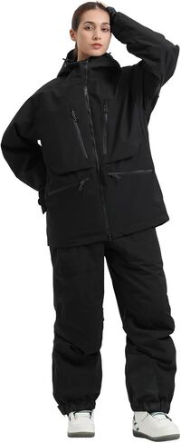 IMPHUT Mens Snowboard Jacket Baggy Womens Ski Jacket Insulated Waterproof Windproof Snow Outerwear Winter Hooded Coat in Kuwait