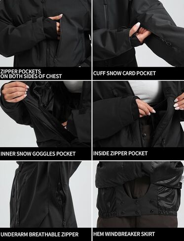 IMPHUT Mens Snowboard Jacket Baggy Womens Ski Jacket Insulated Waterproof Windproof Snow Outerwear Winter Hooded Coat in Kuwait