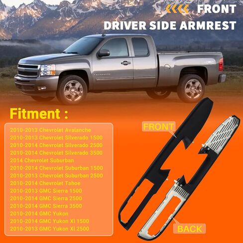 80994 Front Driver Side Door Armrest Repair with Door Release Handle Above Armrest Compatible with 2010-2014 Chevy GMC - Avalanche Suburban Silverado Sierra 1500 2500 HD 3500 HD Yukon (Black) in Saudi Arabia