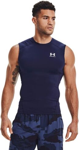 Under Armour Big & Tall HeatGear Armor Comp بلا أكمام أسود/أبيض 4XT in Saudi Arabia