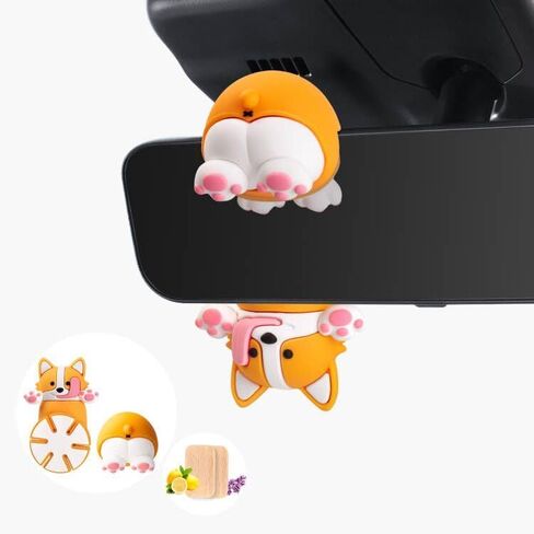 Kwak's Rear View Mirror Hanging Accessories, Cute Funny Swinging Dog Hanging Ornament with Air Fresheners,Car Decorations Interior Mirror Ornament Accessories(grey) in Saudi Arabia