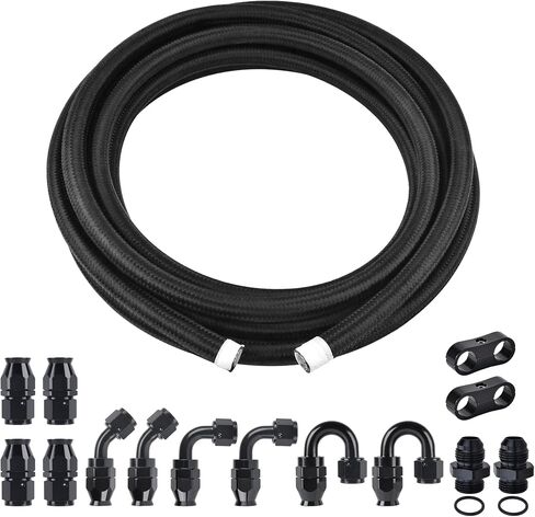 EVIL ENERGY 8AN PTFE Fuel Line Kit, AN8 E85 Nylon Braided Fuel Hose kit 20FT Black in Saudi Arabia